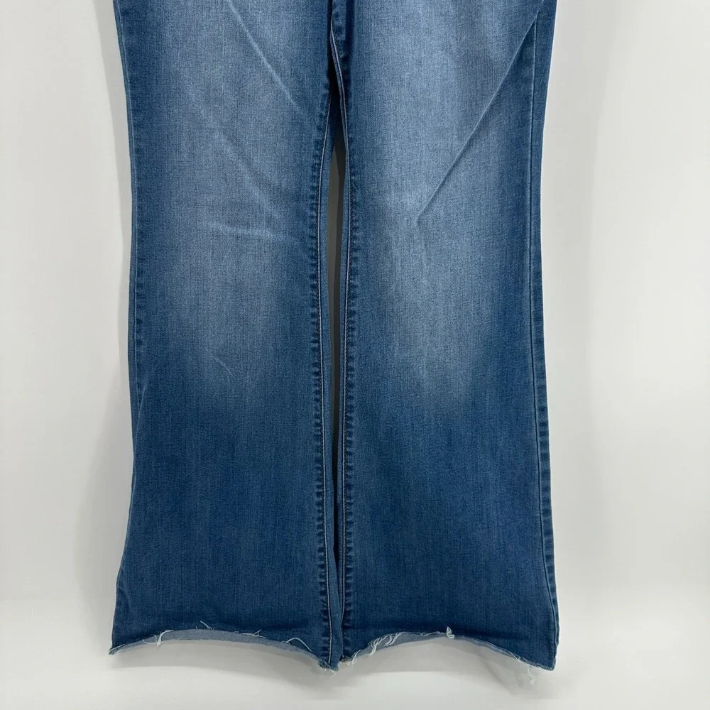 Wild Fable Jeans Womens 8 Blue Denim Low-Rise Flared Leg Front-Cinched Ruched